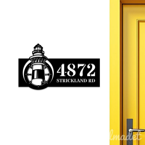 Handmadetneonsign Lighthouse Number Address Metal Wall Art LED Light - Personalized Sign Home Decor 44498