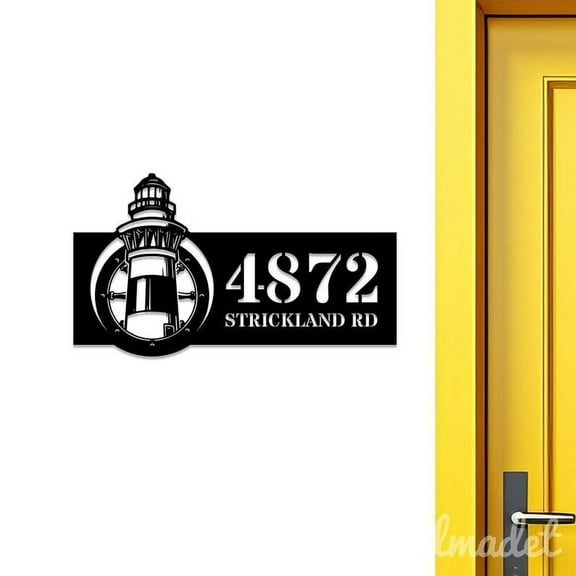 Handmadetneonsign Lighthouse Number Address Metal Wall Art LED Light - Personalized Sign Home Decor 44498