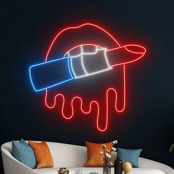 Handmadetneonsign Lipstick Makeup Artist Neon Sign, Cosmetics Neon Light, Beauty Product Led Sign