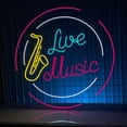 thumbnail image 1 of Handmadetneonsign Live Music Neon Sign, Live Music Band Wall Art Decor, Music Studio Music Fan Club Wall Decor, 1 of 5