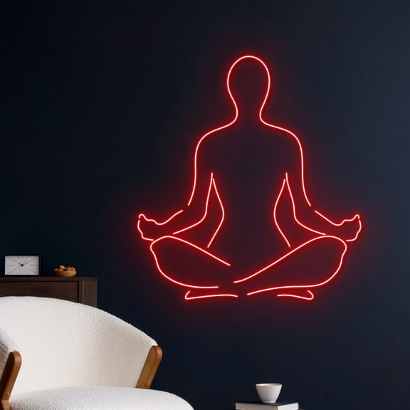 Handmadetneonsign Lotus Pose Yoga Neon Sign, Yoga Led Sign, Meditation Led Light, Fitness Coach