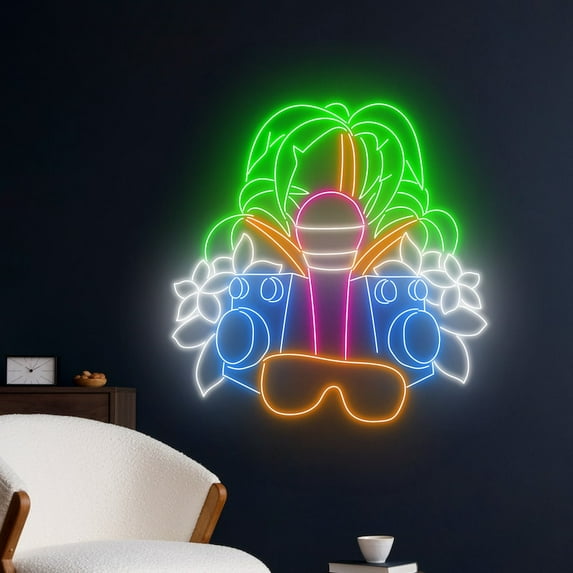 Handmadetneonsign Loudspeaker Microphone Palm Tree Neon Sign, Karaoke Party Wall Art Decor, Summer Wall Decor