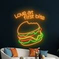thumbnail image 1 of Handmadetneonsign Love At First Bite Neon Sign, Burger LED Sign, Burger Neon Light, Burger Light, 1 of 5