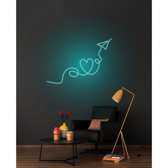 Handmadetneonsign Love Paper airplane neon sign, Love Paper Plane wall decor, Paper airplane art, Airplane neon sign, Airplane led sign, Wall Décor
