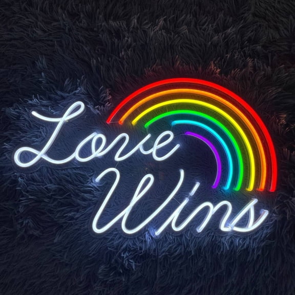 Handmadetneonsign Love Wins Neon Sign, LGBT Neon Light, Rainbow Led Light, Love Pride Light, Room Decoration, Custom Neon Signs, Wall Décor