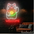 thumbnail image 1 of Handmadetneonsign Lucky Cat Welcome Neon Sign, Lucky Cat Light Wall Art Decor, Open Store Wall Decor 51381, 1 of 5