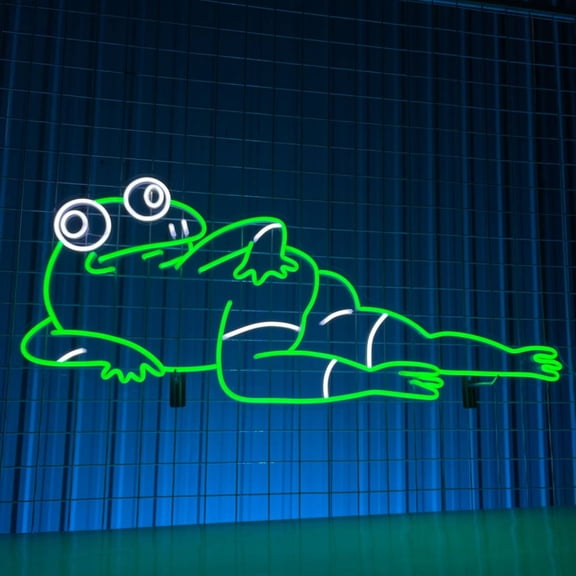 Handmadetneonsign Lying Down Frog Neon Sign, Frog Animal Neon Wall Art Decor, Frog Led Sign, Store Wall Decor