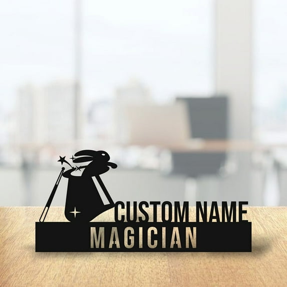 Handmadetneonsign Magician Metal Nameplate, Magician Desk Nameplate, Magician Career Desk Name Plate Decor 47433
