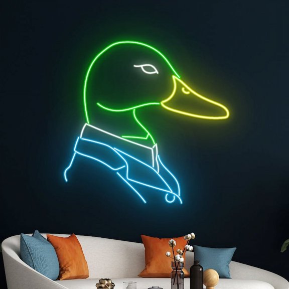 Handmadetneonsign Mallard Duck Gentleman Neon Light, Duck Man Led Light, Mallard Man Led Sign