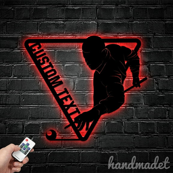 Handmadetneonsign Man Playing Billiards Metal Wall Art Light, Billiard Metal Sign Wall Decor, Pool Hall Metal Decor 62220