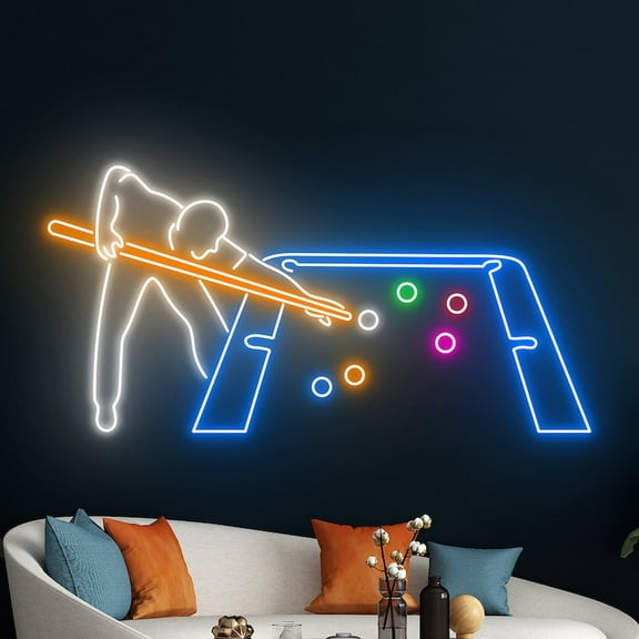 Handmadetneonsign Man Pool Hall Neon Sign, Pool Hall Led Sign, Billiards Led Sign, Custom Neon Sign
