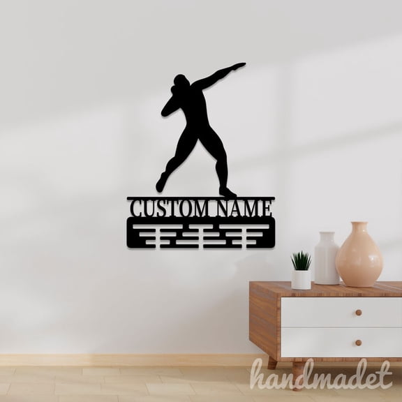 Handmadetneonsign Man Shot Put Throw Medal Hanger Metal Wall Art Light, Shot Put Thrower Metal Sign Wall Decor, Sport Metal Decor 46601
