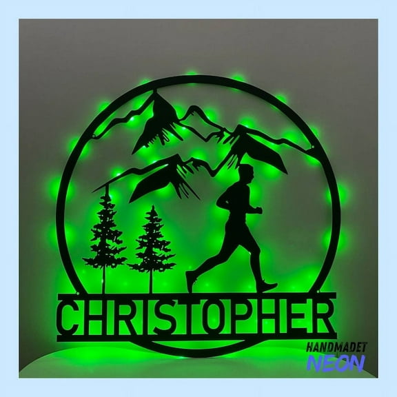 Handmadetneonsign Man Trail Running Metal Sign, Runner Metal Light, Run Wall Art, Home Wall Decor 047132