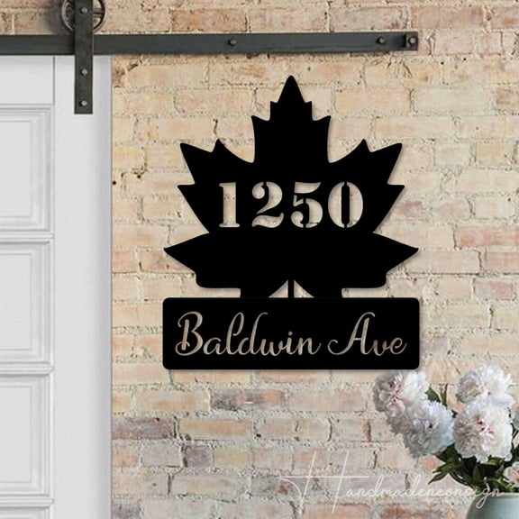 Handmadetneonsign Maple Leaf Address House Number, Leaf Note Home Address Metal, Leaf Maple Wall Sign 63730