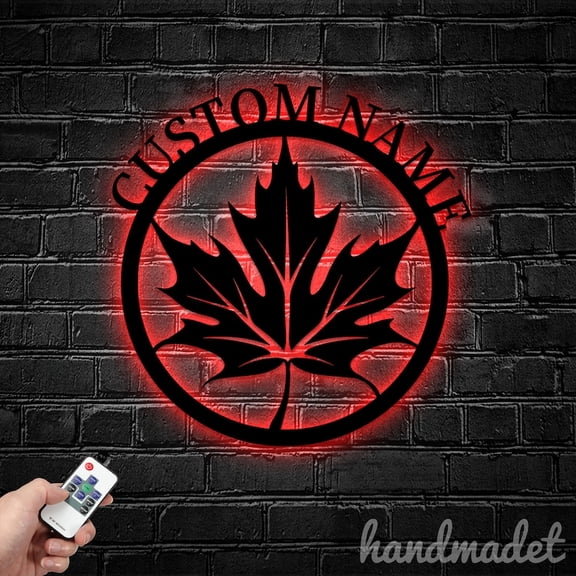 Handmadetneonsign Maple Leaf Metal Wall Art Light, Nature Metal Sign Wall Decor, Leaves Metal Decor 49536