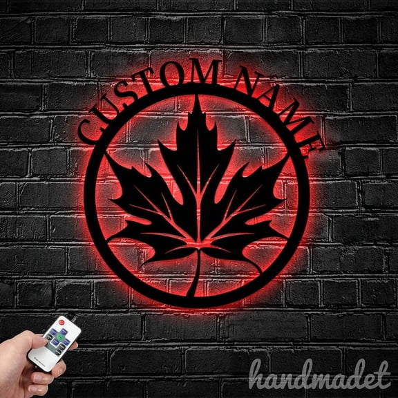 Handmadetneonsign Maple Leaf Metal Wall Art Light, Nature Metal Sign Wall Decor, Leaves Metal Decor 49536