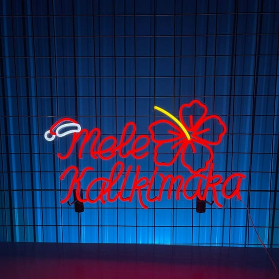 Handmadetneonsign Mele Kalikimaka Neon Sign, Christmas Hawaiian Wall Art Decor, Christmas Wall Decor