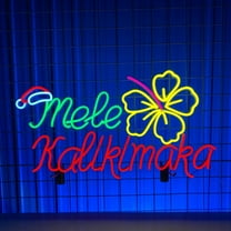 Handmadetneonsign Mele Kalikimaka Neon Sign, Hawaiian Christmas Lights Wall Art Decor, Bedroom Wall Decor