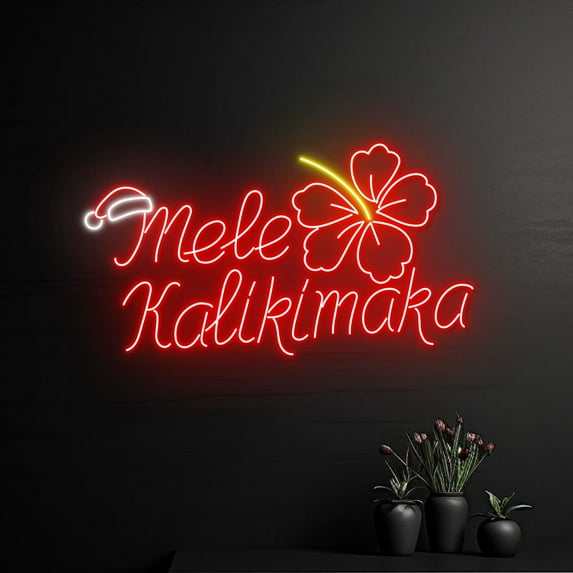 Handmadetneonsign Mele Kalikimaka Neon Sign, Merry Christmas Hawaiian Led Sign, Christmas Hawaii