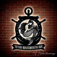 thumbnail image 1 of Handmadetneonsign Mermaid Sailor Home Number Metal Sign, Mermaid Sailor Garden Address Metal Sign, 1 of 5