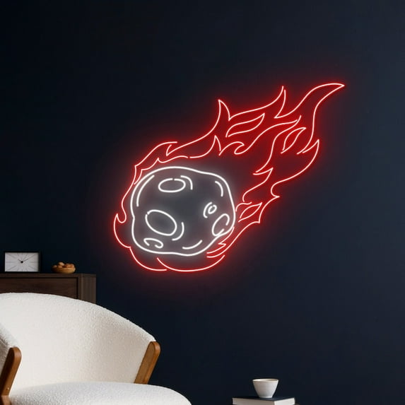 Handmadetneonsign Meteorite Neon Sign, Meteor LED Light, Comet Neon Light, Star Led Sign,Space Room