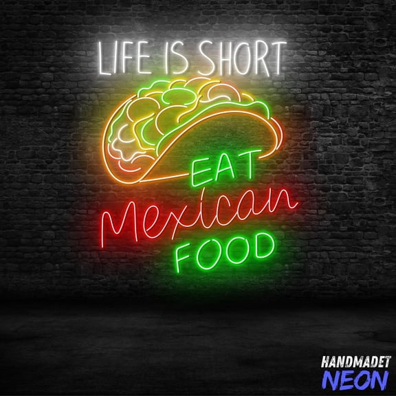 Handmadetneonsign Mexican Food Neon Sign, Wall Decor for Taco Bar, Burrito Shop, Cantina, Kitchen, Cafe 133126