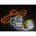 thumbnail image 1 of Handmadetneonsign Mexican Skull Taco Neon Sign, Taco Neon Sign, Taco Led Sign, 1 of 4