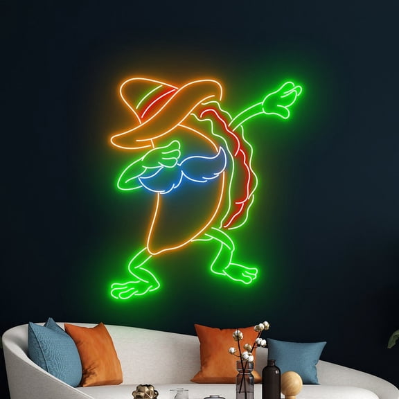 Handmadetneonsign Mexican Tacos Neon Sign, Dabbing Taco Neon Light, Tacos Led Light, Tacos Diner