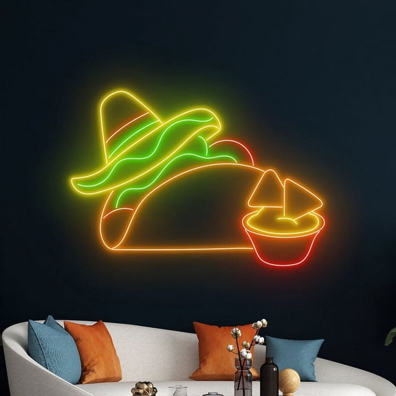 Handmadetneonsign Mexican Tacos Neon Sign, Nachos Tacos Neon Light, Tacos Led Light, Nachos Diner