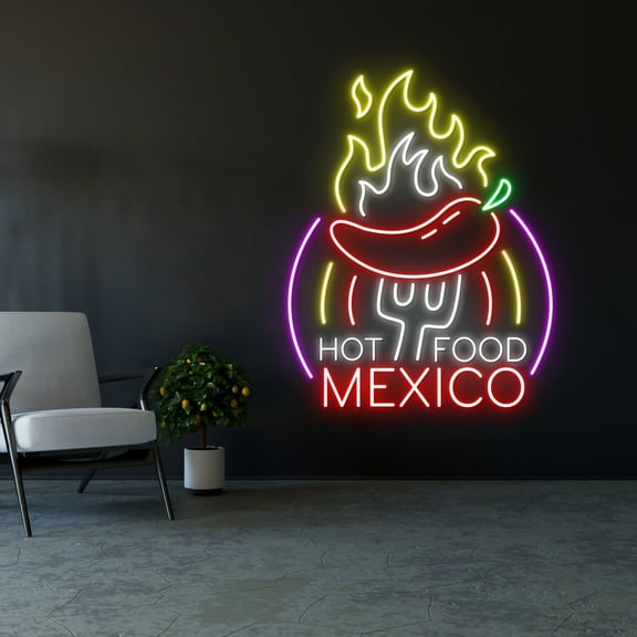 Handmadetneonsign Mexico Hot Food Neon Sign, Mexican Restaurant Neon Sign, Mexico Food Neon Light