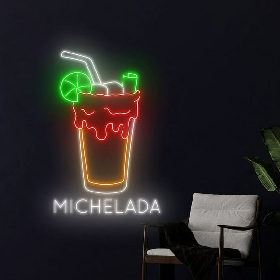 Handmadetneonsign Michelada Neon Sign, Mexico Cocktail LED Art Decor, Michelada Cocktail LED Wall Decor
