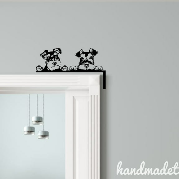 Handmadetneonsign Miniature Schnauzer Door Corner Sign, Pet Dog Metal Door Topper, House Wall Decor 64252