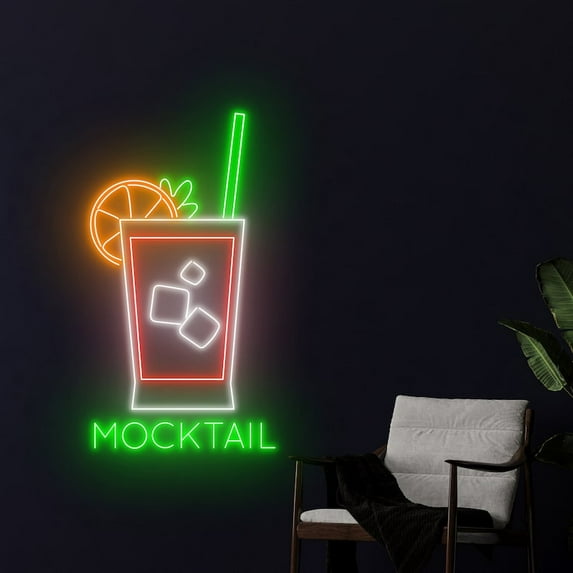 Handmadetneonsign Mocktail Neon Sign, Cocktail Bar Logo Wall Art Decor, Bar Club Wall Decor