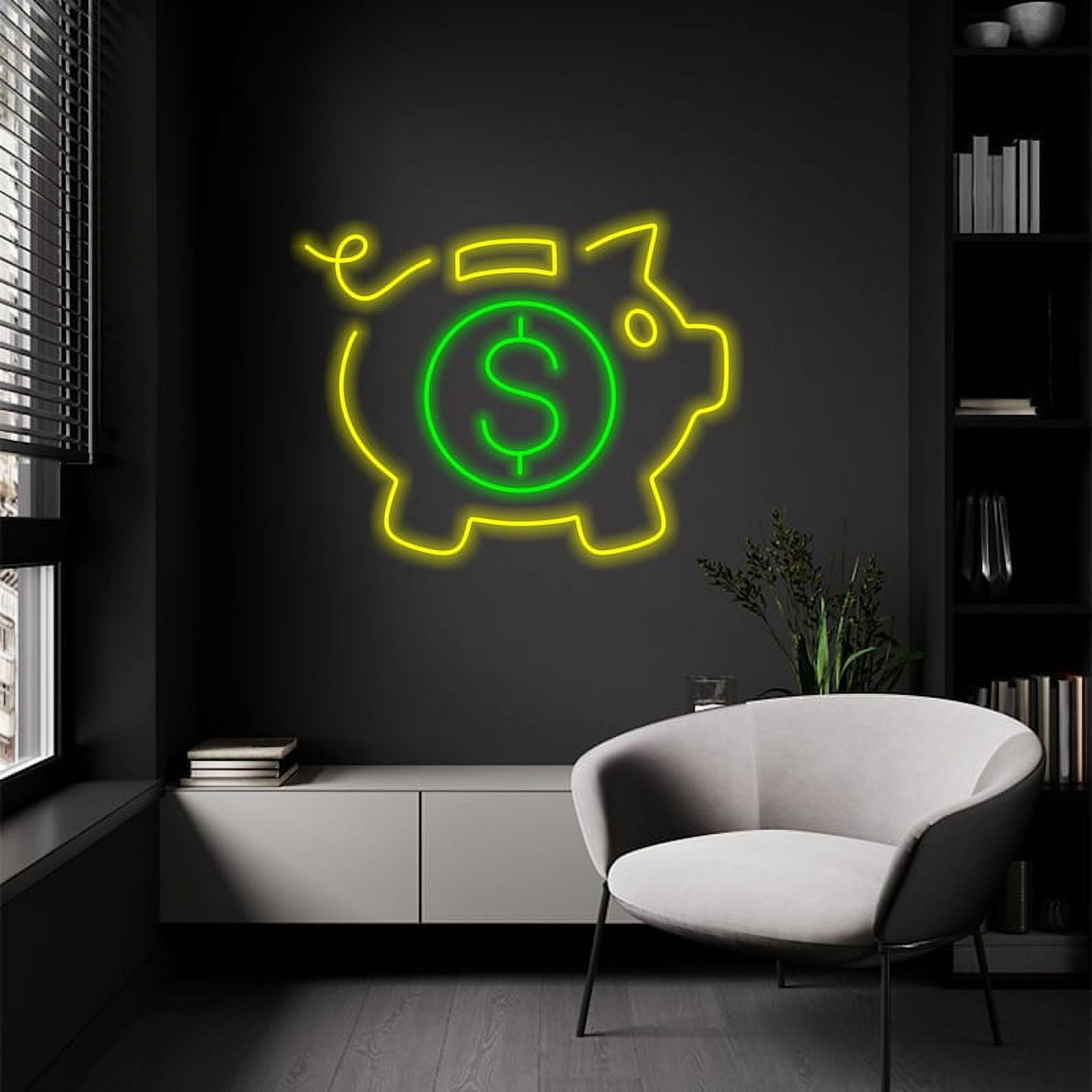 Handmadetneonsign Money Pig Led Sign, Money Pig Led Sign, Wall Decor ...