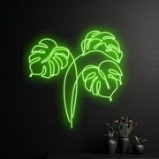Handmadetneonsign Monstera Leaf Neon Light, Tropical Leaf Led Light, Green Leaf Neon Sign, Eco Leaf Led Sign, Green Plant, Wall Décor