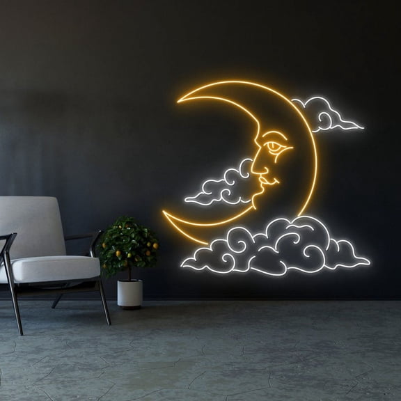 Handmadetneonsign Moon Neon Sign, Moon Led Sign, Magic Moon Neon Lights, Home Decor