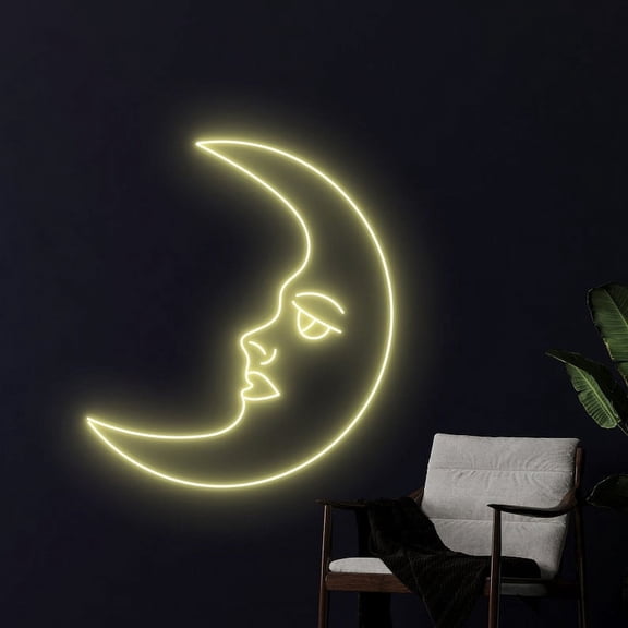 Handmadetneonsign Moon Neon Sign, Moon Neon Led Light Art Decor, Moon Bedroom Room Wall Decor