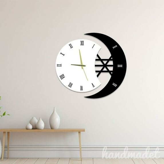 Handmadetneonsign Moon Wall Clock Unique, Year Date Round Wall Clock, Text Oversize Wall Clock 59628