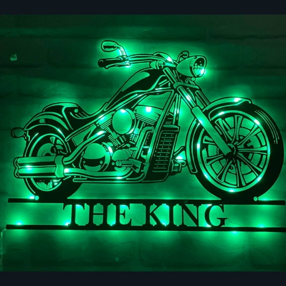 Handmadetneonsign Motorbike Metal Wall Art Light, Motorbike Metal Sign Wall Decor, US Motorbiker Metal Decor