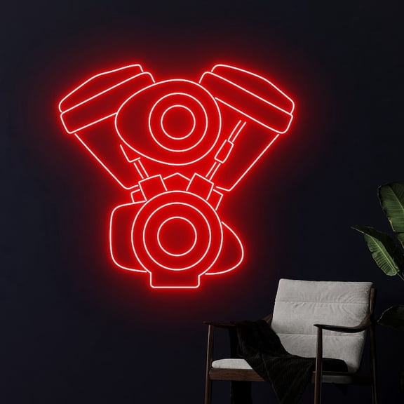 Handmadetneonsign Motorcycle Engine Neon Sign, Motorcycle Engine Led Sign, Motorbike Led Light
