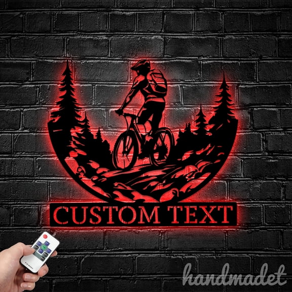 Handmadetneonsign Mountain Bike Metal Wall Art Light, Bicycle Lover Metal Sign Wall Decor, Housewarming Metal Decor 62360