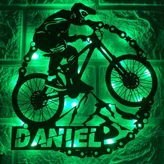 Handmadetneonsign Mountain Bike Racing Metal Wall Art Light, Biker Metal Sign Wall Decor, Biker Metal Decor