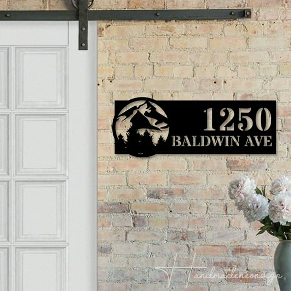 Handmadetneonsign Mountain House Number Metal Wall Art LED Light - Personalized Sign Home Decor 58737