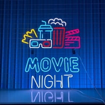 Handmadetneonsign Movie Night Neon Sign, Movie Theater LED Light Wall Art Decor, Home Bar Pub Wall Decor