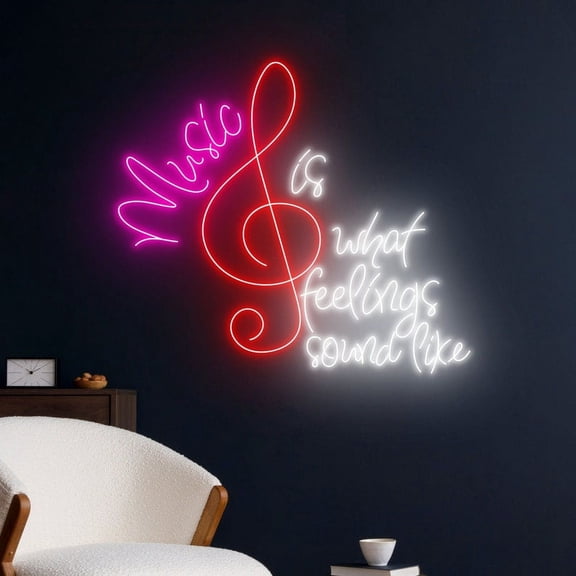 Handmadetneonsign Music Is What Feelings Feel Like Led Sign, Music Neon Light, Music Note Neon Sign