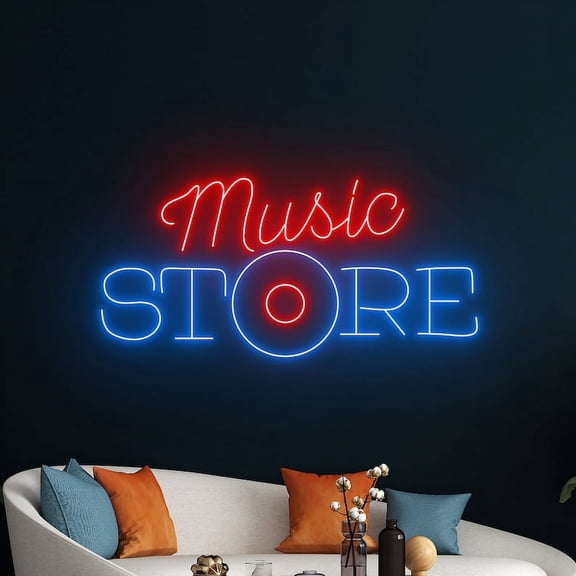 Handmadetneonsign Music Store Wall Art, Record Wall Decor, Disc Player Music Show Studio Wall Decor