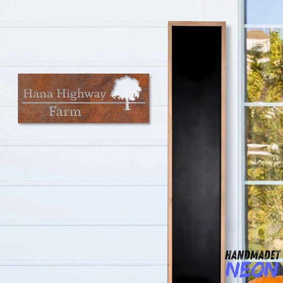 Handmadetneonsign Name Farmhouse Metal Rusty, Farm Name Plaque Rusty, House Address Wall Decor 043938