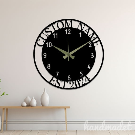 Handmadetneonsign Name Wall Clock Unique, Year Date Round Wall Clock, Text Oversize Wall Clock 55870