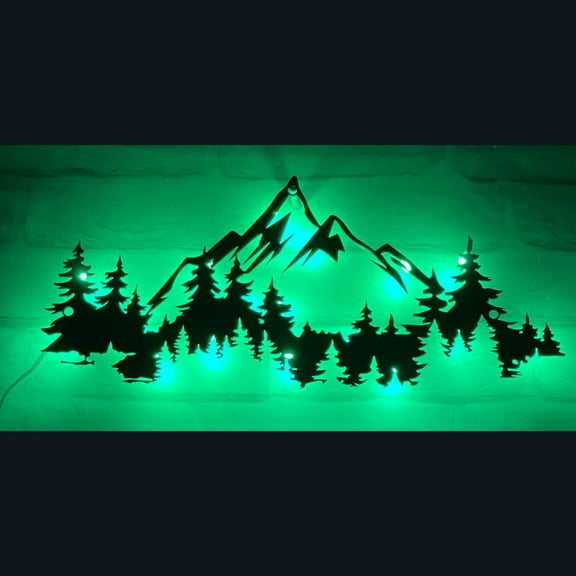 Handmadetneonsign Nature Mountain Forest Metal Wall Art Light, Hiking Metal Sign Wall Decor, Tree Large Adventure Metal Decor