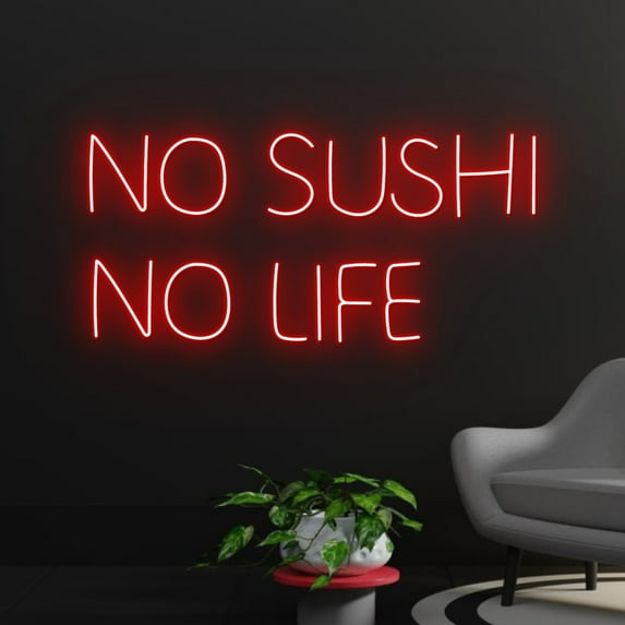 Handmadetneonsign No Sushi No Life Neon Sign, Sushi Led Sign, Japanese Food Led Light